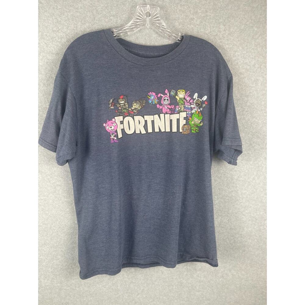 Fortnite T Shirt Men's Size‎ L Gray Character Logo Video Game Tee